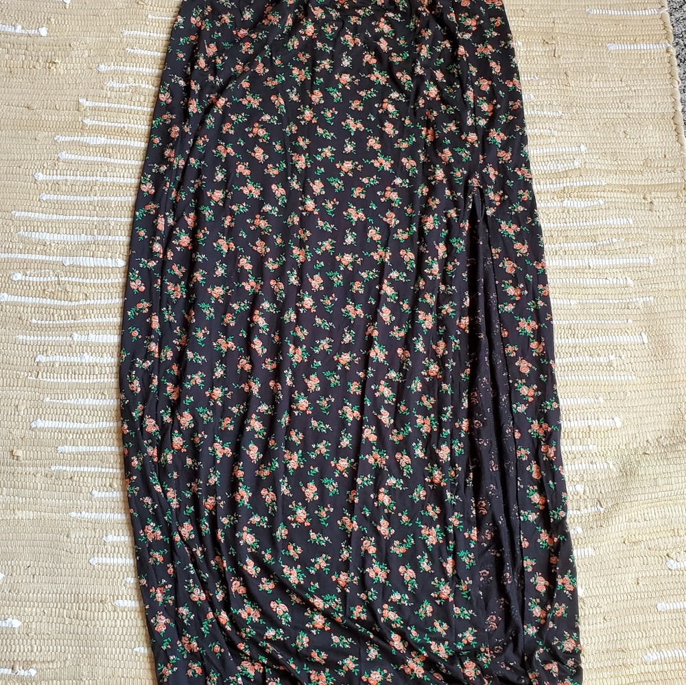 Boohoo floral side slit maxi skirt